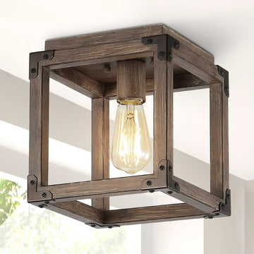 Magnolia 8" Iron Rustic Farmhouse LED Flush Mount - JONATHAN Y